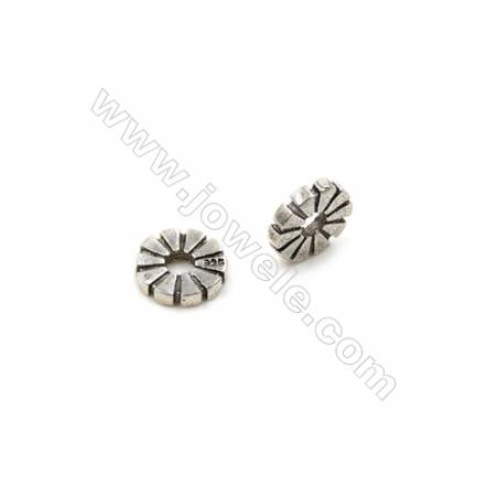 Thai Sterling Silver Spacer Beads  Round  Diameter 7mm  Hole 2mm  40pcs/pack