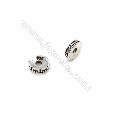 Thai Sterling Silver Spacer Beads  Round  Diameter 6mm  Hole 1.5mm  50pcs/pack
