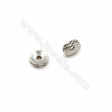 Thai Sterling Silver Spacer Beads  Round  Diameter 7mm  Hole 1.5mm  30pcs/pack