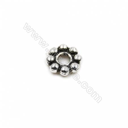 Thai Sterling Silver Spacer Beads  Round  Diameter 7mm  Hole 1.5mm  60pcs/pack