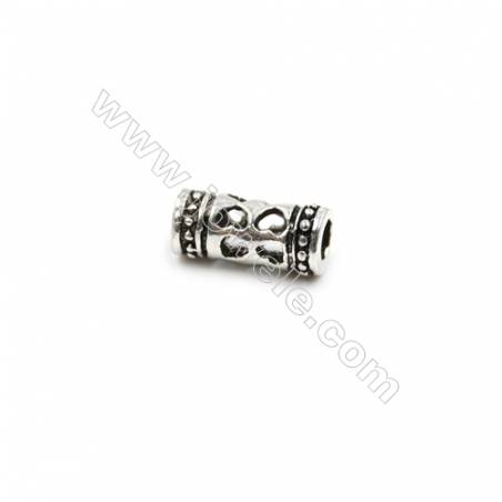 Thai Sterling Silver Beads  Cylinder  Size 4x9mm  Hole 2.5mm  40pcs/pack