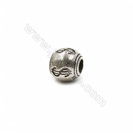 Perles ronde en thaï argent 925   Taille 9mm de diamètre  trou 3.5mm  5pcs/paquet