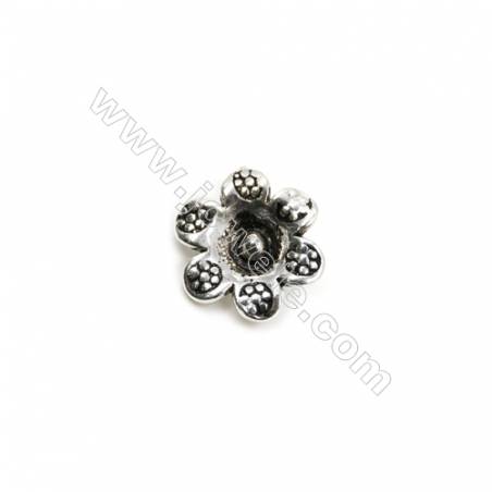 Thai Sterling Silver Pendants  Flower  Size 12x11mm  Hole 1.5mm  15pcs/pack