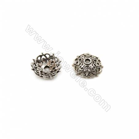 Vintage Jewelry Findings Thai Sterling Silver Bead Caps  Flower  Size 10x4mm  Hole 1.5mm  40pcs/pack