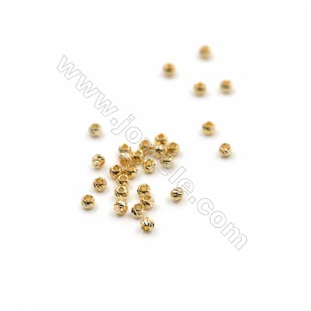 Messing geschnitzte runde Perlen verkupfertem Gold  2.5mm Durchmesser des Loch 1mm,30Stck / Packung
