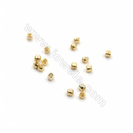 Mini Brass Beads, Cube, Real Gold-Filled, Size 1x1mm, Hole 0.8mm, 1000pcs/pack