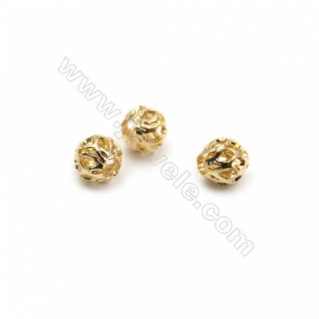 銅製品珠子 鏤空燈籠 銅鍍真金 直徑5.5毫米 孔徑2毫米 150個/包