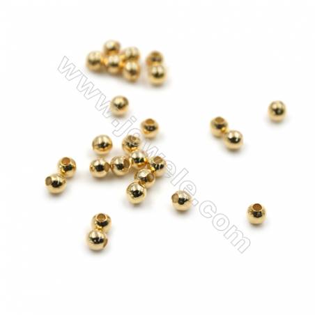 Mini Brass Round Beads, Real Gold-Filled, Diameter 3mm, Hole 1mm, 2000pcs/pack