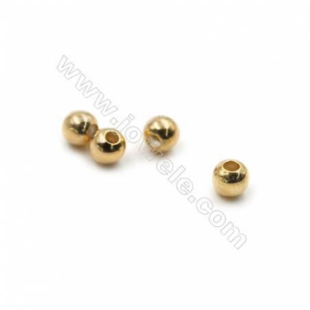 銅製品圓形珠子 銅鍍真金 直徑4毫米 孔徑1.5毫米 1000個/包