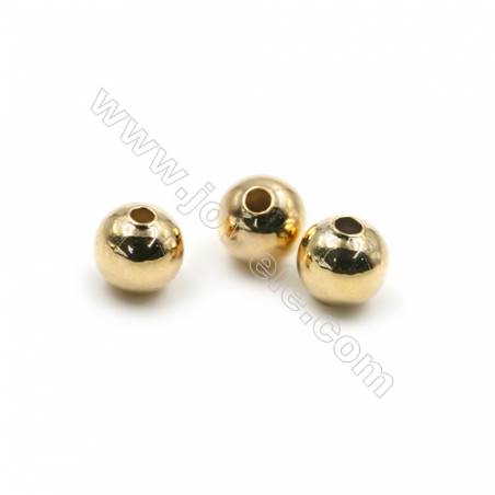 Brass Round Beads, Real Gold-Filled, Diameter 6mm, Hole 1.5mm, 300pcs/pack