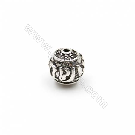 Thai Sterling Silver Beads  Flower Pattern  Diameter 8mm  Hole 1.5mm  20pcs/pack