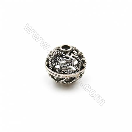 Thai Sterling Silver Beads  Hollow Beads  Diameter 10mm  Hole 2mm  20pcs/pack