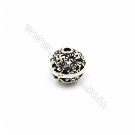 タイ銀ビーズ　透かし彫り珠　サイズ8ｍｍ　Φ穴長径1.5mm x20個/パック
