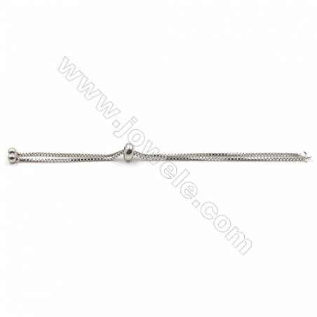 Adjustable Brass Box Chain, Brass Bracelet Making, White Gold, Hole 1.5mm, Length about120mm, Width 1.1mm /strand