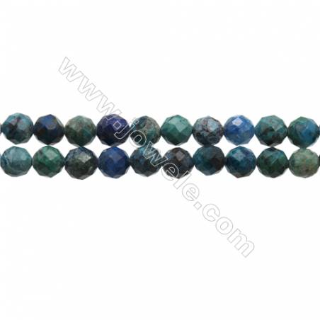 Natural Chrysocolla Bead Strands, Round(Faceted), Diameter 5mm, Hole 0.7mm, 15~16''/strand