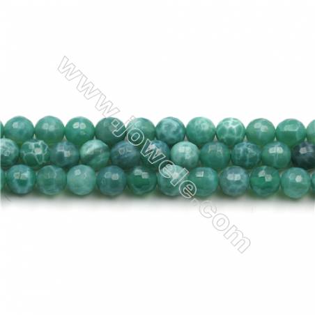 Natural Green Crackle Agate Bead Strands  Round(Faceted)  Diameter 6mm  Hole 0.8mm  15~16''/strand