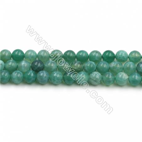 Natural Green Crackle Agate Bead Strands, Round, Diameter 6mm, Hole 0.7mm, 15~16''/strand