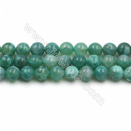 Natural Green Crackle Agate Bead Strands  Round  Diameter 8mm  Hole 0.8mm  15~16''/strand