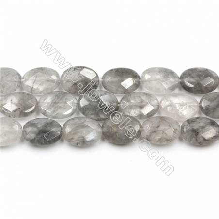 Natural Cloud Crystal Bead Strands, Oval(Faceted), Size 12x16mm, Hole 0.8mm, 15~16''/strand