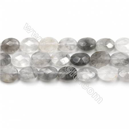 Natural Cloud Crystal Bead Strands, Oval(Faceted), Size 8x10mm, Hole 0.6mm, 15~16''/strand