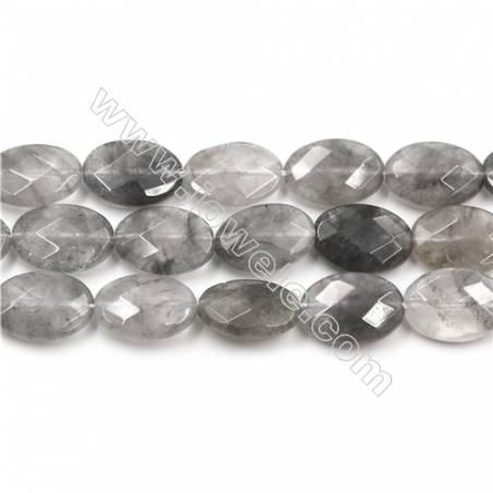 Natural Cloud Crystal Bead Strands, Oval(Faceted), Size 13x18mm, Hole 1mm, 15~16''/strand