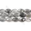Perlas gris imagen Jasper redondo facetado, tamaño 13 x 18 mm, agujero 1 mm, 15~16’’/tira