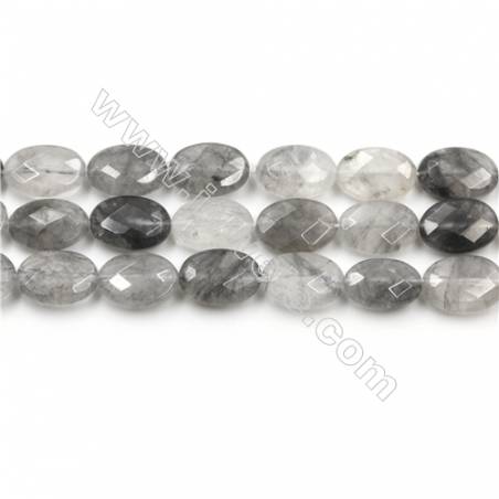 Natural Cloud Crystal Bead Strands, Oval(Faceted), Size 10x14mm, Hole 0.8mm, 15~16''/strand