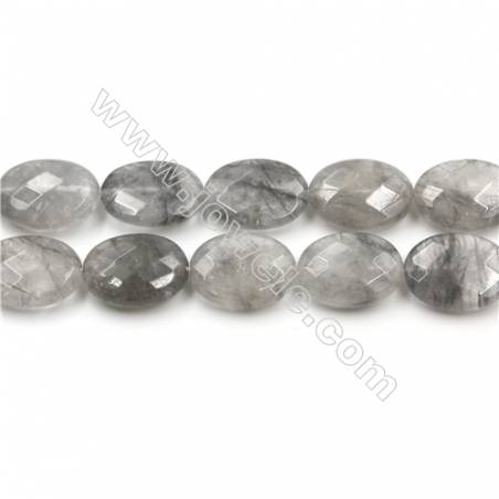 Natural Cloud Crystal Bead Strands, Oval(Faceted), Size 15x20mm, Hole 0.7mm, 15~16''/strand