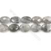 Perlas gris imagen Jasper redondo facetado, tamaño 15 x 20mm, agujero 0.7mm, 15~16’’/tira