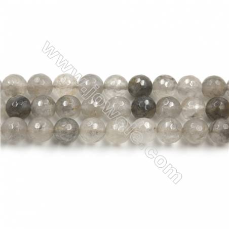 Natural Cloud Crystal Bead Strands, Round(Faceted), Diameter 8mm, Hole 0.8mm, 15~16''/strand