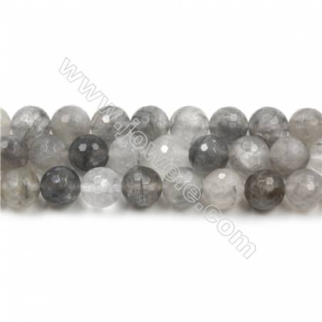Natural Cloud Crystal Bead Strands, Round(Faceted), Diameter 10mm, Hole 1mm, 15~16''/strand