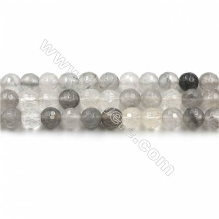 Natural Cloud Crystal Bead Strands, Round(Faceted), Diameter 6mm, Hole 0.6mm, 15~16''/strand