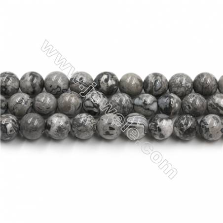 Perles Image de Jaspe grise ronde sur fil Taille 10mm de diamètre trou 0.8mm x1fil 15~16"