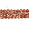 Natural Fire Agate Beads Strands, Flat Round, Faceted, Diameter 12mm, Hole 0.8mm, 15~16"/strand