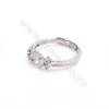 Adjustable sterling silver platinum plated rings  zircon ring for half drilled beads  diameter 17mm  tray 7mm pin 0.7mm X 1pc