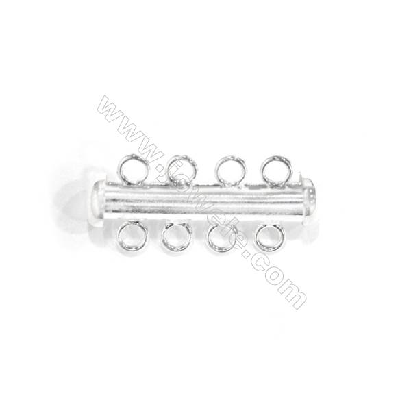 DoreenBeads Lovely 925 Sterling Silver, 4 Strands Magnetic Slide Clasps, 11x25 mm, x 5 pcs