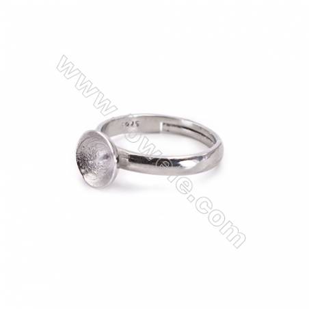 Sterling silver platinum plated adjustable finger ring findings-K3S7  diameter 17mm  tray 4mm  pin 0.8mm X 1piec