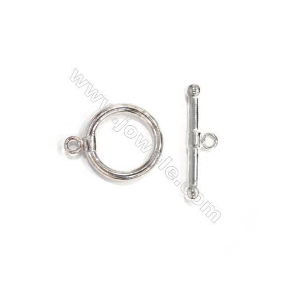 Doreen Beads toggle clasps, round, 925 sterling silver, 18mm, x 5 pcs