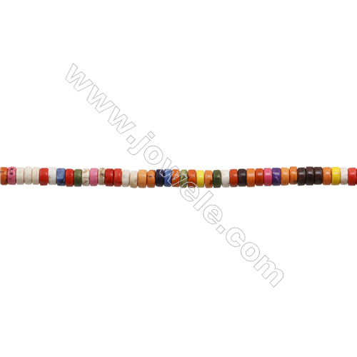 Howlith gefärbt bunte zylindrische Perlenkette  3x6mm  Loch 0.8mm  ca. 133 Stck / Strang 15~16"