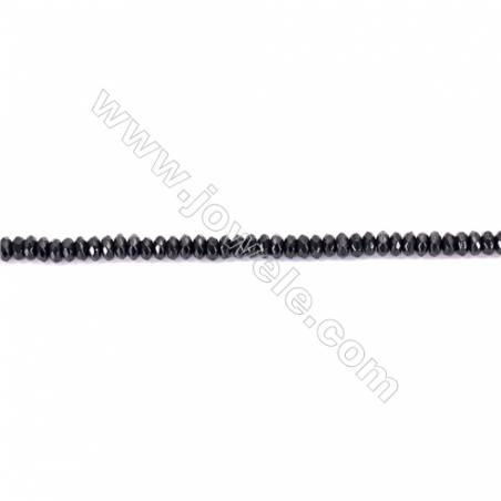 Agate noire rondelle facette sur fil  Taille 2x4mm  trou1.0mm  Environ 180perles/fil 15~16"
