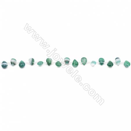 Striped Green Agate Beads Strands Teardrop  6x8mm  Hole: 0.8mm about 50 beads/strand  15~16‘’