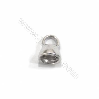 925 Sterling Silver Cord End, Silver Findings, Size 5x6mm, 30pcs/pack