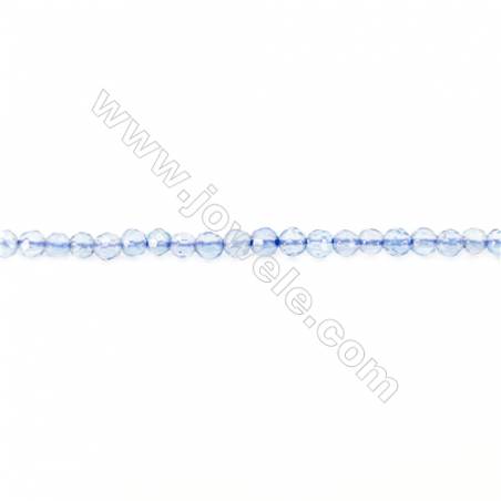Faceted Blue Agate Beads Strand  Round  diameter 2mm   hole 0.4mm   about 203 beads/strand 15~16‘’