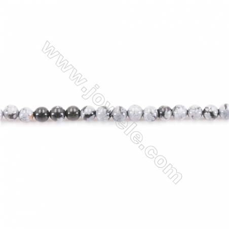 Natural Snowflake Obsidian Beads Strand  Round  diameter 2mm   hole 0.4mm   about 173 beads/strand 15~16‘’