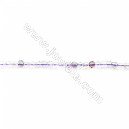 Faceted Natural  Purple Fluorite Beads Strand  Round  diameter 2mm   hole 0.4mm   about 189 beads/strand 15~16‘’