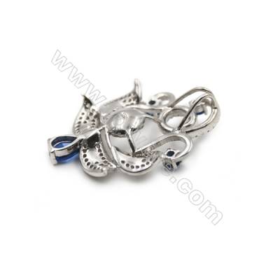 Sterling silver platinum plated fashion zircon jewelry pendants-D5511 24x34 mm x 5 Disc Diameter 9 mm