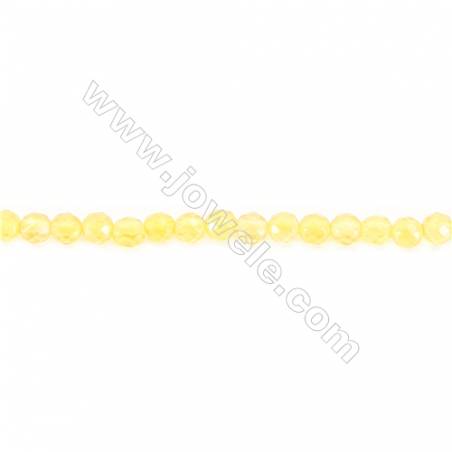 Agate jaune ronde facette sur fil  Taille 2mm de diamètre trou0.4mm Environ 181perles/fil 15~16"