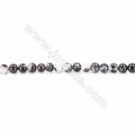 Jaspe Zèbre noir&blanc rond sur fil Diamètre 2 mm trou 0.4 mm Environ 182 perles / fil  15 ~ 16 "