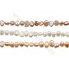 Perles culturelles perles d'eau douce blanche  pêche ou lavande sur fil  Taille 4~5mm  trou 0.4mm x1fil 15~16"