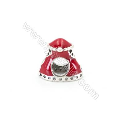 Charm Chapeau de Noël en argent925 avec zirconium x1pc Taille12x7mm Grand trou 4.5mm